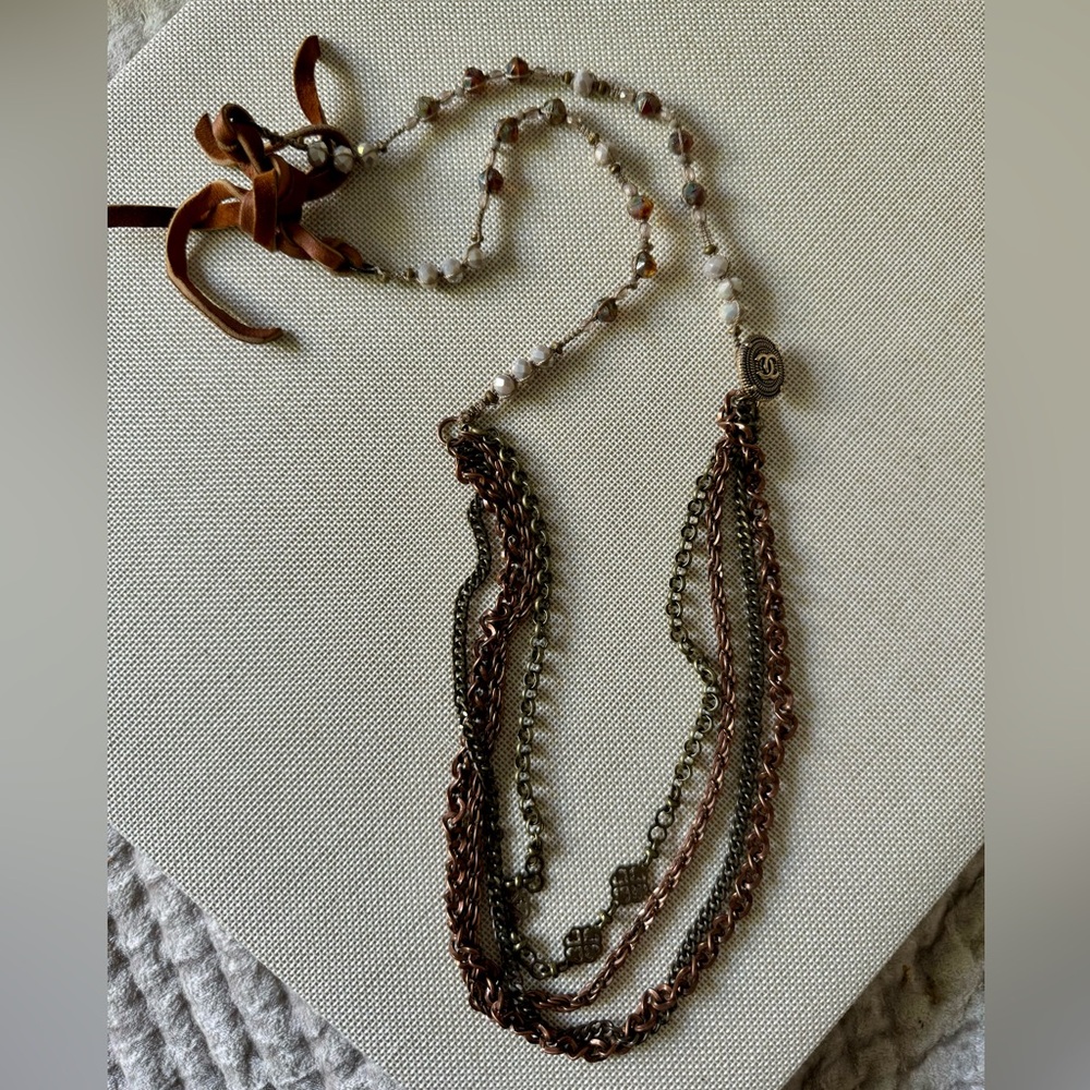 Handmade necklace with Chanel button